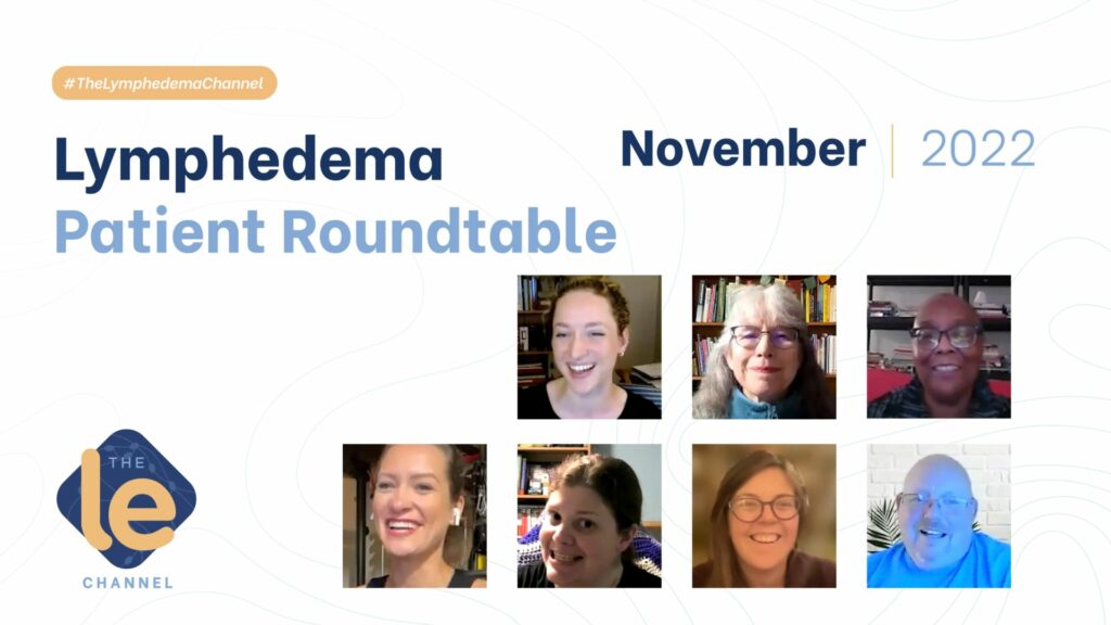 A grid of squares featuring the faces of the panelists at the November 2022 Lymphedema Patient Roundtable.